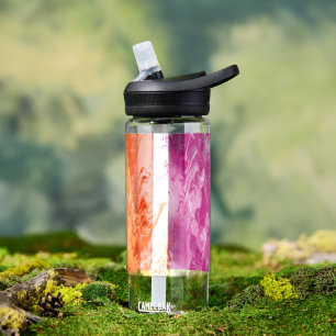 Squiggly Trippy Abstract Lesbian Pride Flag Water Bottle
