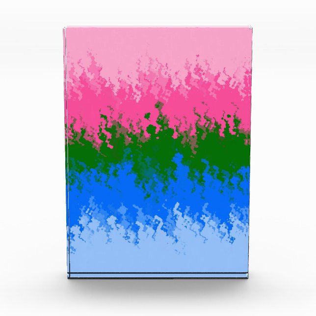 Squiggly Trippy Abstract Omniromantic Pride Flag Acrylic Award (Front)