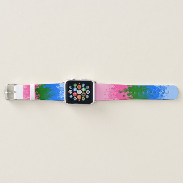 Squiggly Trippy Abstract Omniromantic Pride Flag Apple Watch Band (Front)
