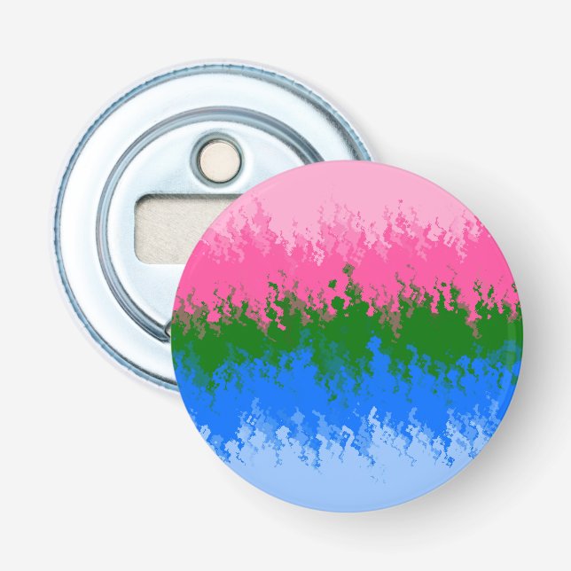 Squiggly Trippy Abstract Omniromantic Pride Flag Bottle Opener (Front)