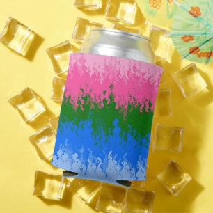Squiggly Trippy Abstract Omniromantic Pride Flag Can Cooler