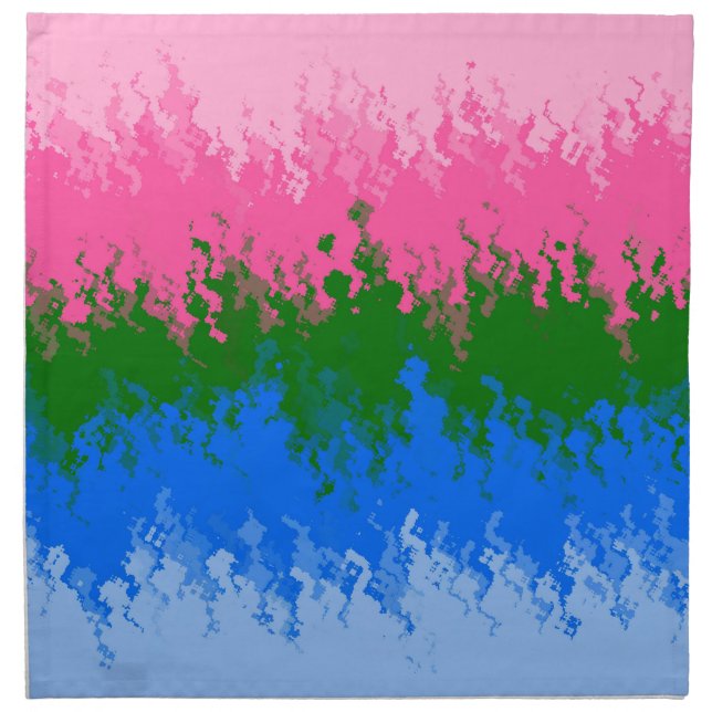 Squiggly Trippy Abstract Omniromantic Pride Flag Cloth Napkin (Front)