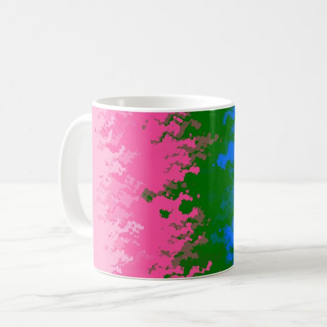 Squiggly Trippy Abstract Omniromantic Pride Flag Coffee Mug (Front Left)