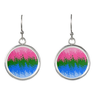 Squiggly Trippy Abstract Omniromantic Pride Flag Earrings