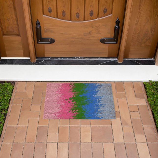 Squiggly Trippy Abstract Omniromantic Pride Flag Fiber Doormat (Insitu (Outdoor))