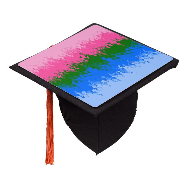 Squiggly Trippy Abstract Omniromantic Pride Flag Graduation Cap Topper (Angled)