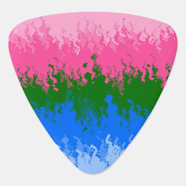 Squiggly Trippy Abstract Omniromantic Pride Flag Guitar Pick (Front)