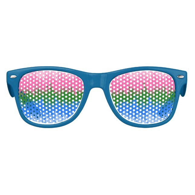 Squiggly Trippy Abstract Omniromantic Pride Flag Kids Sunglasses (Front)