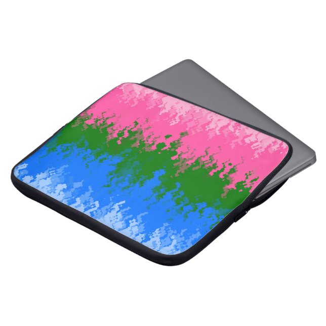Squiggly Trippy Abstract Omniromantic Pride Flag Laptop Sleeve (Front Top)