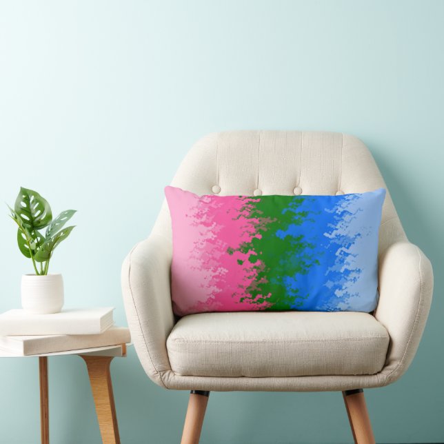 Squiggly Trippy Abstract Omniromantic Pride Flag Lumbar Pillow (Chair)