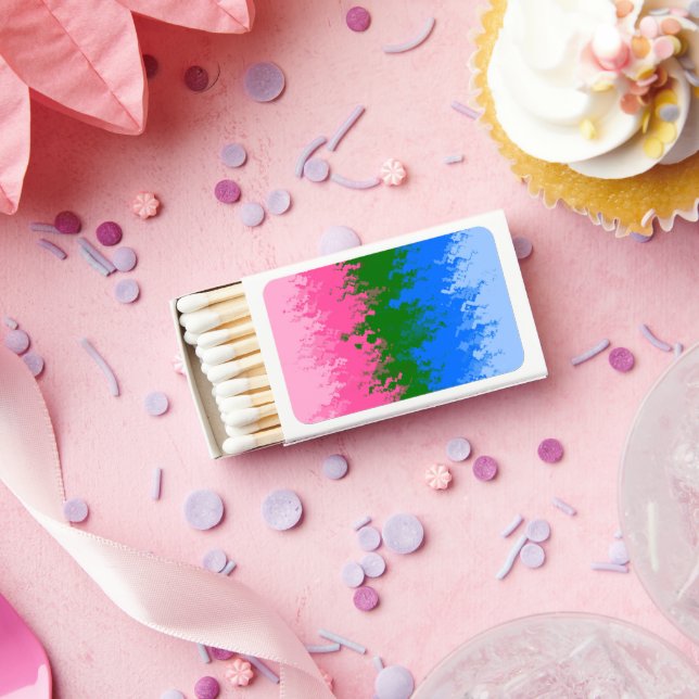 Squiggly Trippy Abstract Omniromantic Pride Flag Matchboxes (Insitu)
