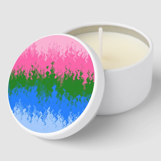 Squiggly Trippy Abstract Omniromantic Pride Flag Mini Candle Favors (Corner)