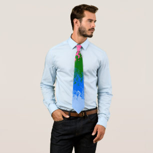 Squiggly Trippy Abstract Omniromantic Pride Flag Neck Tie