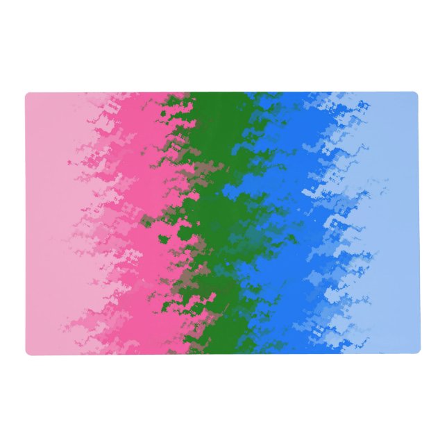 Squiggly Trippy Abstract Omniromantic Pride Flag Placemat (Front)