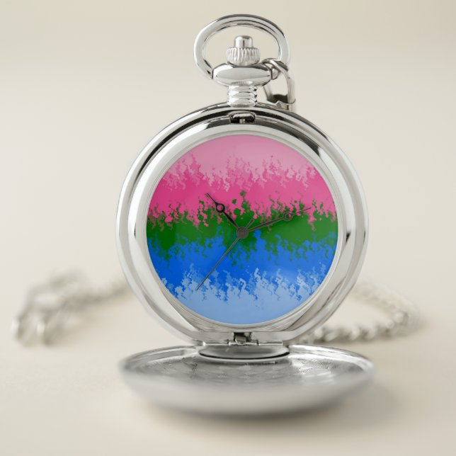 Squiggly Trippy Abstract Omniromantic Pride Flag Pocket Watch (Inside)