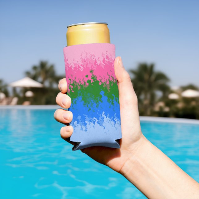 Squiggly Trippy Abstract Omniromantic Pride Flag Seltzer Can Cooler (In Situ Pool)