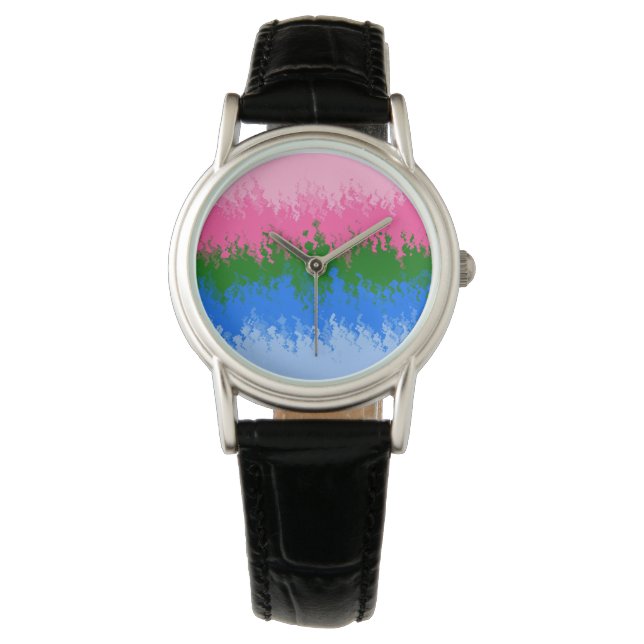 Squiggly Trippy Abstract Omniromantic Pride Flag Watch (Front)