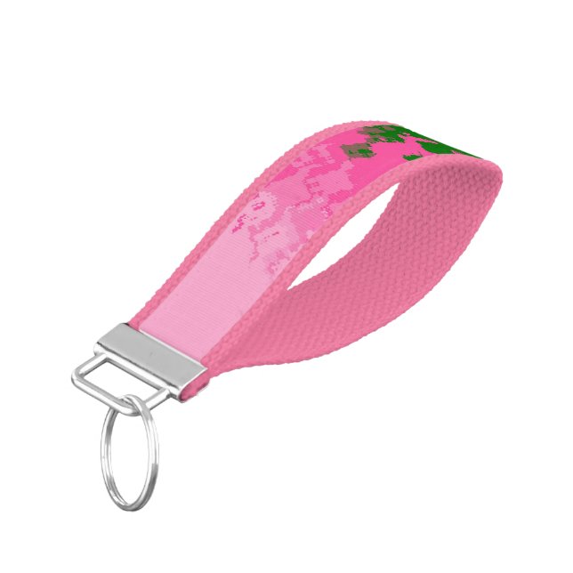 Squiggly Trippy Abstract Omniromantic Pride Flag Wrist Keychain (Angled Down)