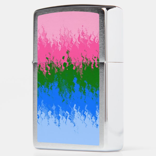 Squiggly Trippy Abstract Omniromantic Pride Flag Zippo Lighter (Left)