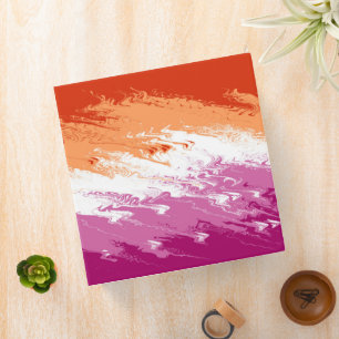 Squiggly Trippy Groovy Abstract Lesbian Pride Flag 3 Ring Binder