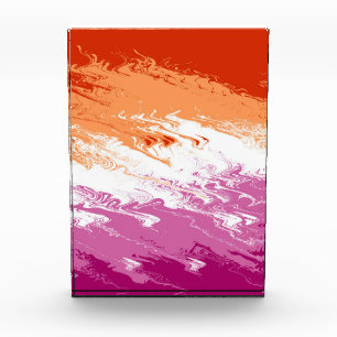 Squiggly Trippy Groovy Abstract Lesbian Pride Flag Acrylic Award