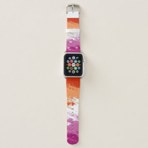 Squiggly Trippy Groovy Abstract Lesbian Pride Flag Apple Watch Band
