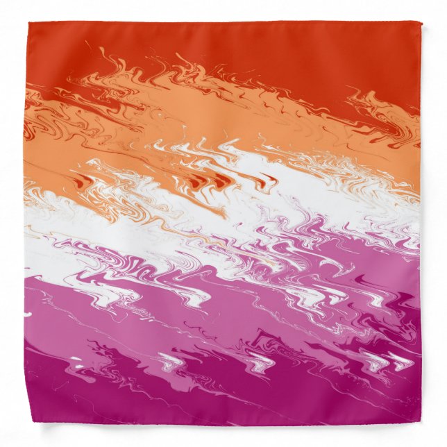 Squiggly Trippy Groovy Abstract Lesbian Pride Flag Bandana (Front)