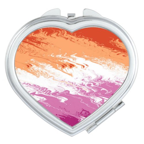 Squiggly Trippy Groovy Abstract Lesbian Pride Flag Compact Mirror