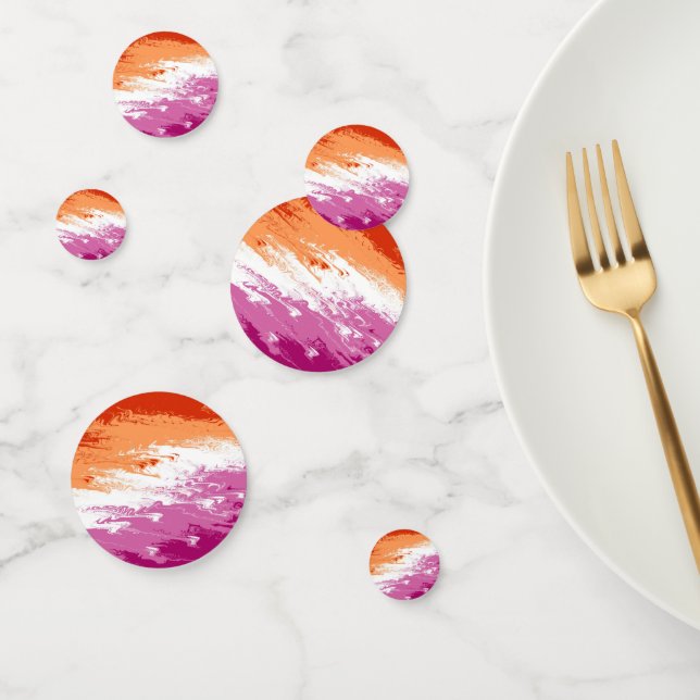 Squiggly Trippy Groovy Abstract Lesbian Pride Flag Confetti (Group)