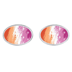 Squiggly Trippy Groovy Abstract Lesbian Pride Flag Cufflinks