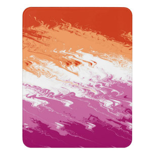 Squiggly Trippy Groovy Abstract Lesbian Pride Flag Door Sign
