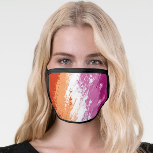 Squiggly Trippy Groovy Abstract Lesbian Pride Flag Face Mask