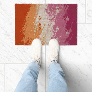 Squiggly Trippy Groovy Abstract Lesbian Pride Flag Fiber Doormat