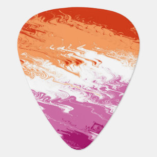 Squiggly Trippy Groovy Abstract Lesbian Pride Flag Guitar Pick