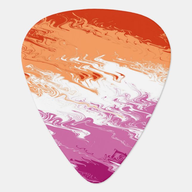 Squiggly Trippy Groovy Abstract Lesbian Pride Flag Guitar Pick (Front)