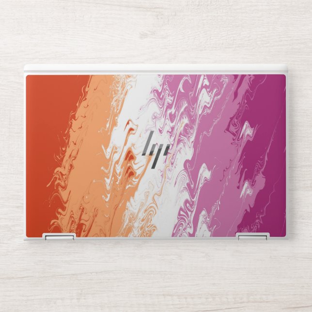 Squiggly Trippy Groovy Abstract Lesbian Pride Flag HP Laptop Skin (Front)