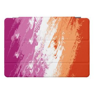 Squiggly Trippy Groovy Abstract Lesbian Pride Flag iPad Pro Cover