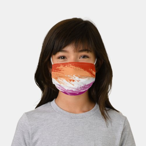 Squiggly Trippy Groovy Abstract Lesbian Pride Flag Kids Cloth Face Mask