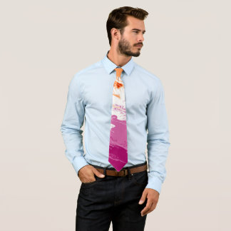 Squiggly Trippy Groovy Abstract Lesbian Pride Flag Neck Tie