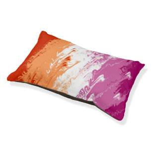Squiggly Trippy Groovy Abstract Lesbian Pride Flag Pet Bed