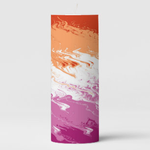 Squiggly Trippy Groovy Abstract Lesbian Pride Flag Pillar Candle