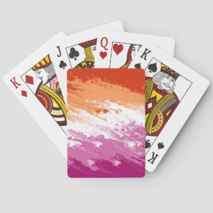 Squiggly Trippy Groovy Abstract Lesbian Pride Flag Poker Cards