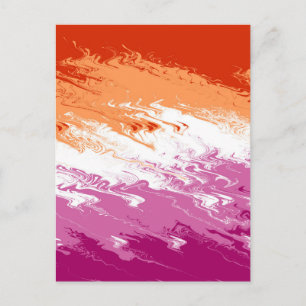 Squiggly Trippy Groovy Abstract Lesbian Pride Flag Postcard