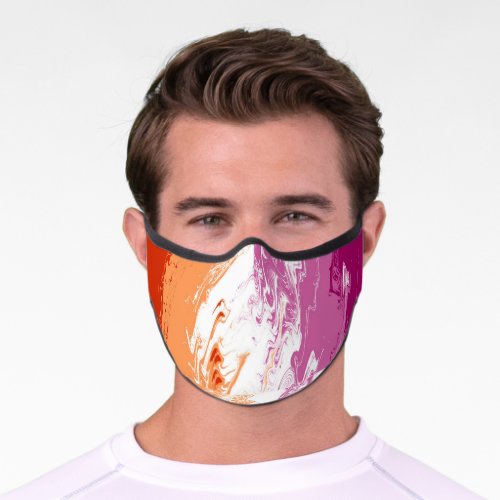 Squiggly Trippy Groovy Abstract Lesbian Pride Flag Premium Face Mask