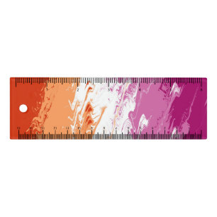Squiggly Trippy Groovy Abstract Lesbian Pride Flag Ruler