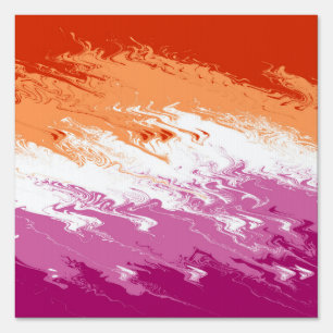 Squiggly Trippy Groovy Abstract Lesbian Pride Flag Sign