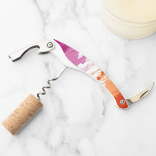 Squiggly Trippy Groovy Abstract Lesbian Pride Flag Waiter's Corkscrew