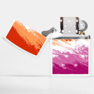 Squiggly Trippy Groovy Abstract Lesbian Pride Flag Zippo Lighter
