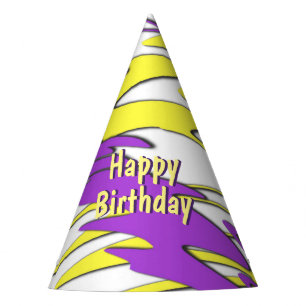 Squiggly Yellow and Purple Combo Party Hat