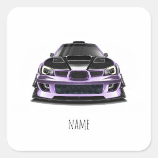 squint eye purple hand drawn art  square sticker